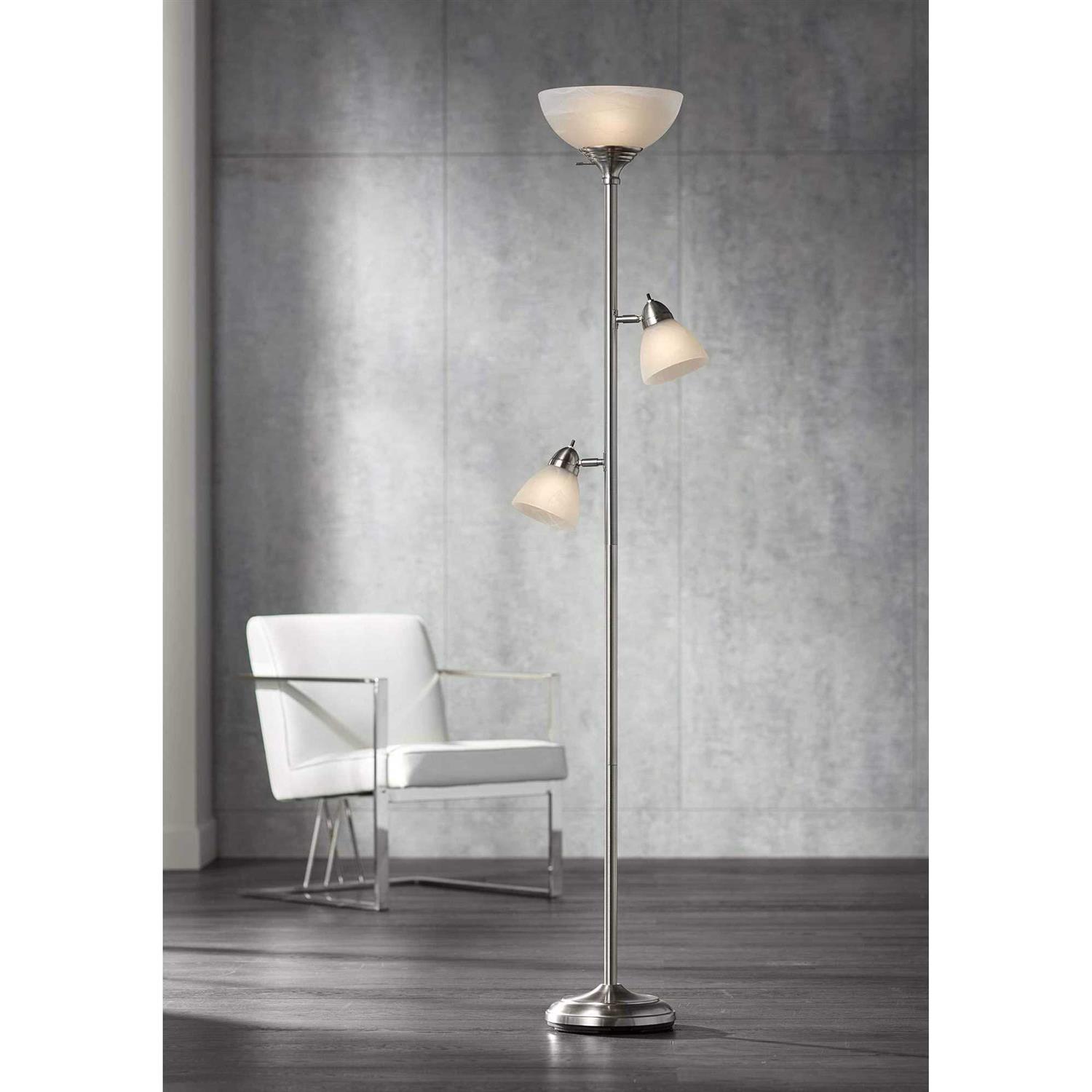 360 Lighting Ellery Brushed Nickel Tree Torchiere 3 Light Floor Lamp