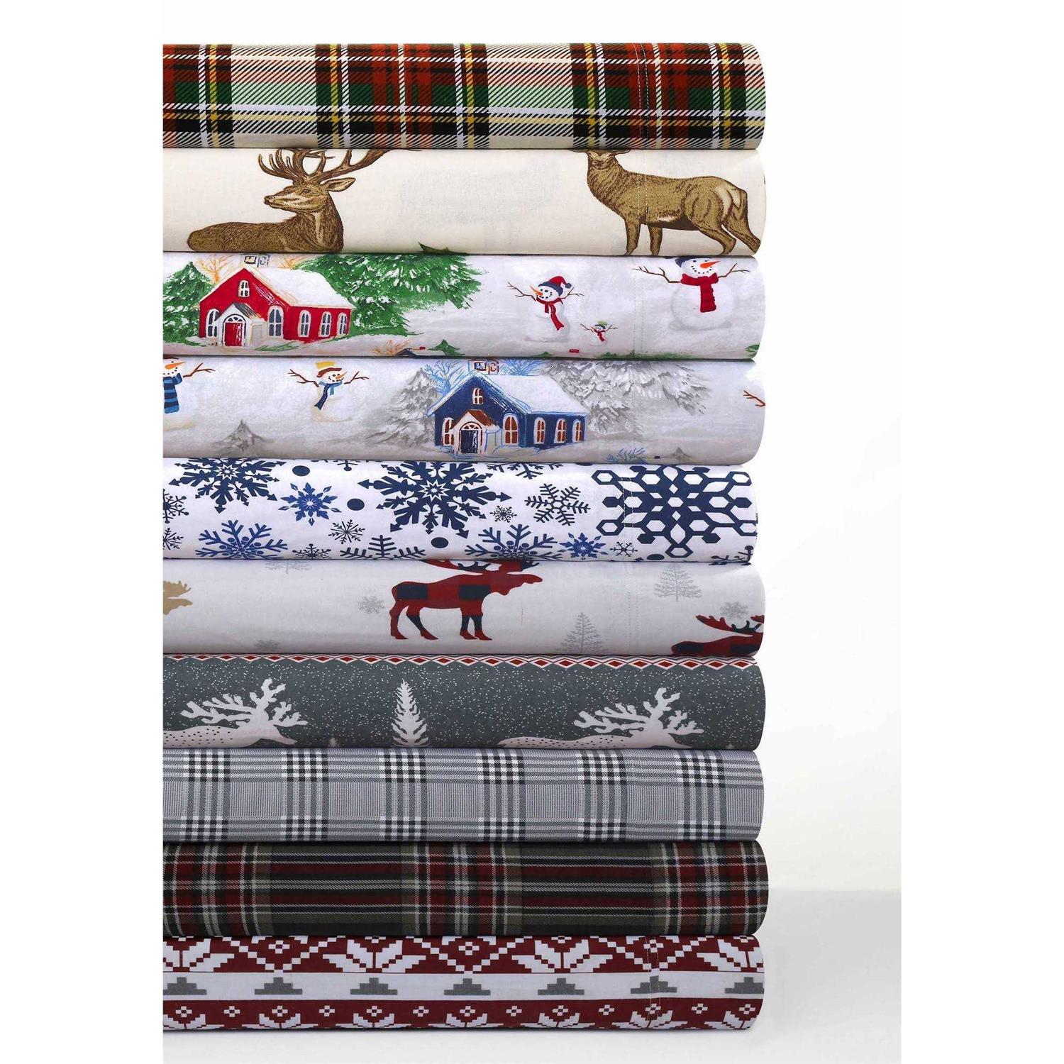 Tribeca Living Printed Flannel Extra Deep Pocket Sheet Set