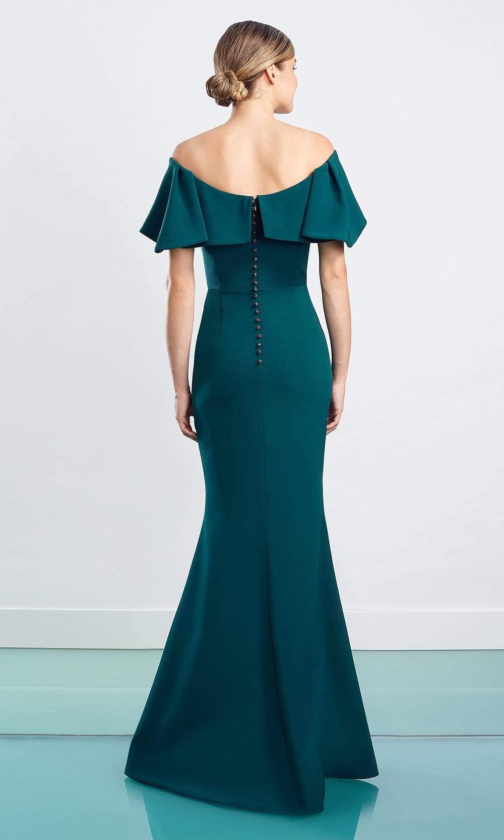 1464 Ruffled Off Shoulder Trumpet Dress