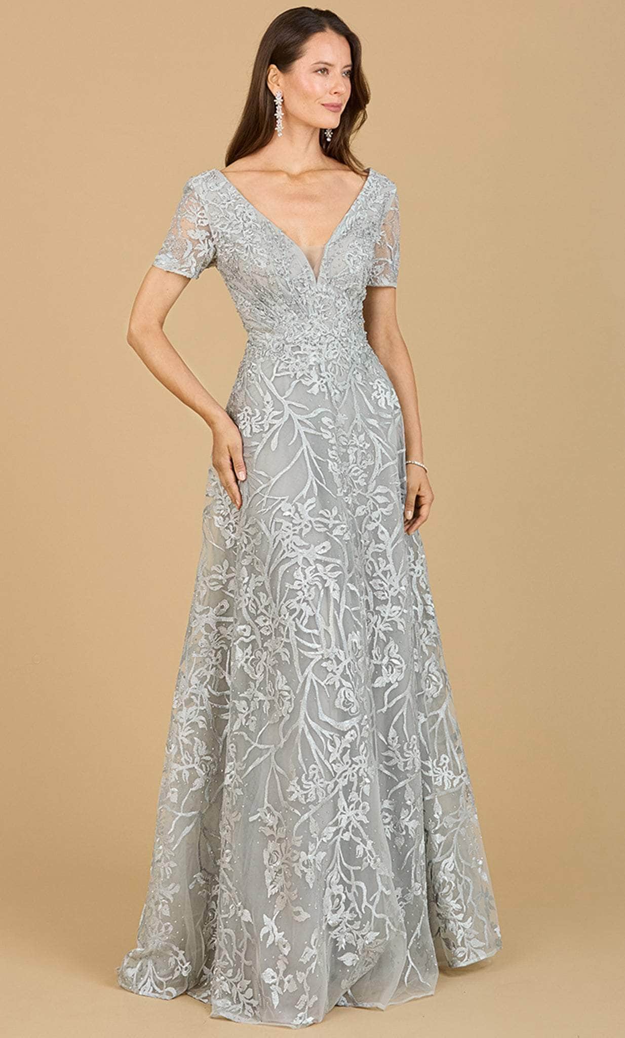 Short Sleeve A-Line Evening Gown