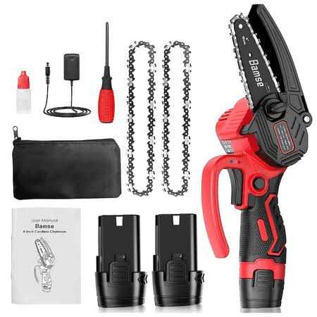 Bamse 4 inch Mini Chainsaw Cordless 12V Electric Handheld Chain Saw with Battery Portable Tool for Tree Branches