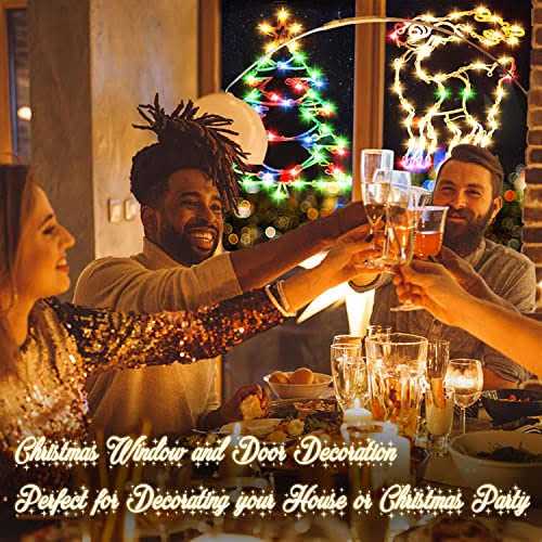 16 Inch Christmas Window Silhouette Lights Decorations 4 Pack Waterproof Window Hanging Lights Elk