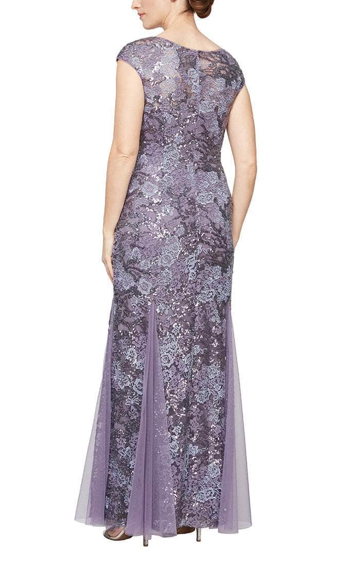 8117897 V-Neck Floral Embroidered Gown With Shawl