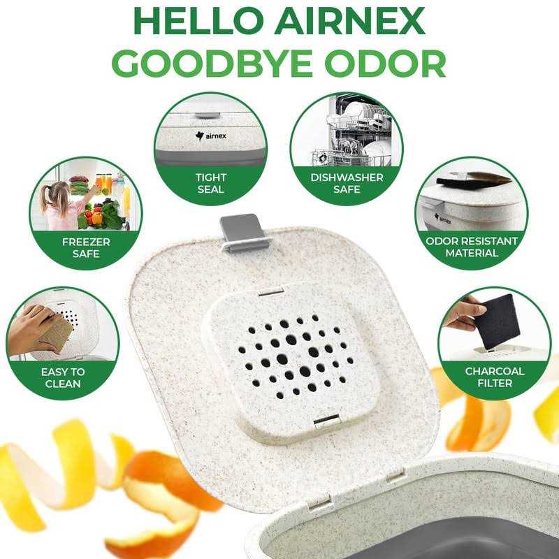 AIRNEX Countertop Compost Bin Kitchen Counter