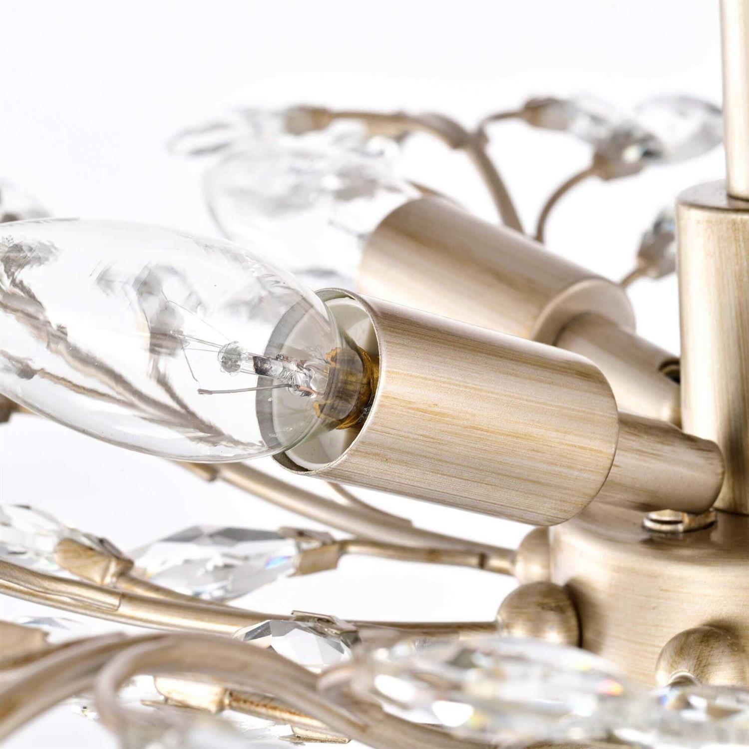 The Lighting Store Holly 4-light Brushed Champagne Silver Crystal Leaves Flush Mount