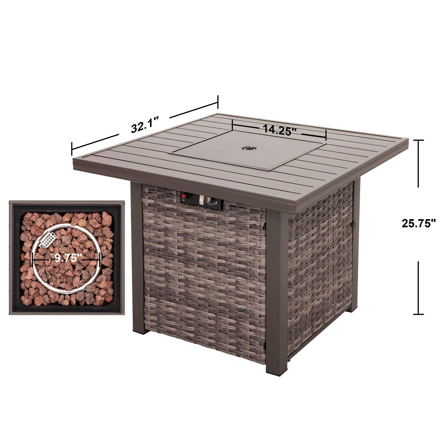 Nuu Garden 32 50000 BTU Fire Pit Table AF018