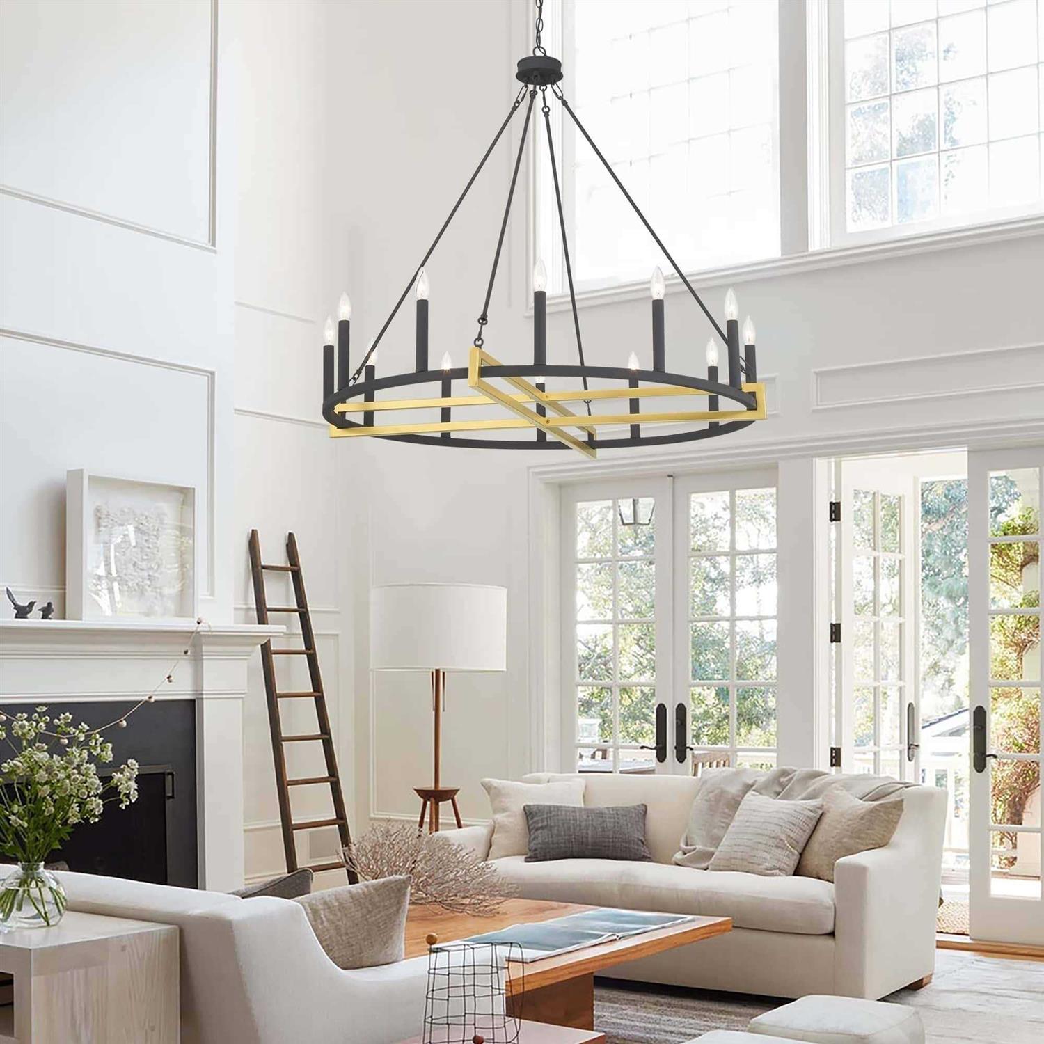 Acroma 12-light 40In Modern Farmhouse Wagon Wheel Chandelier