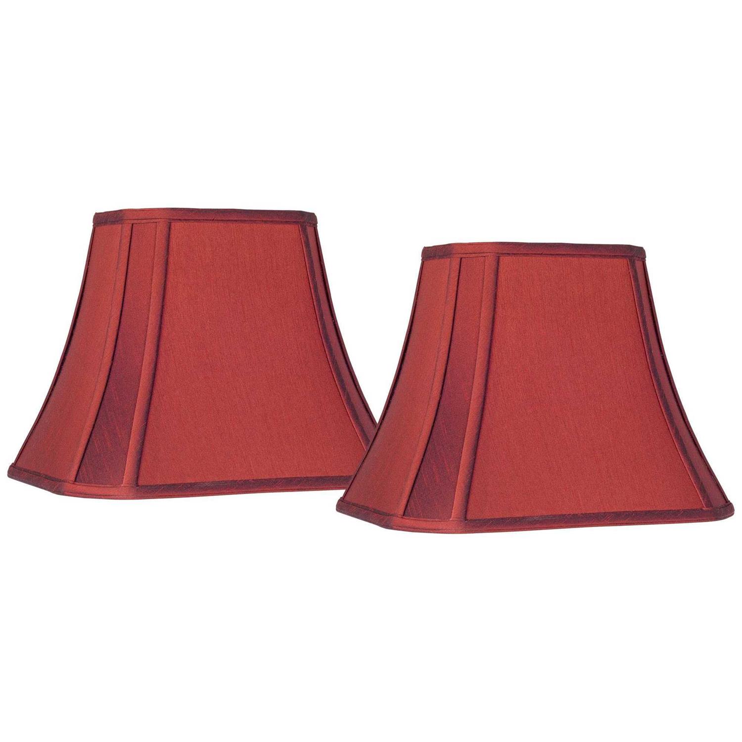 Springcrest Set of 2 Cut-Corner Rectangular Lamp Shades Red Medium 8 Wide x 6 Deep at Top and 14 Wide x 11 Deep at Bottom and 11 High Spider 693X7