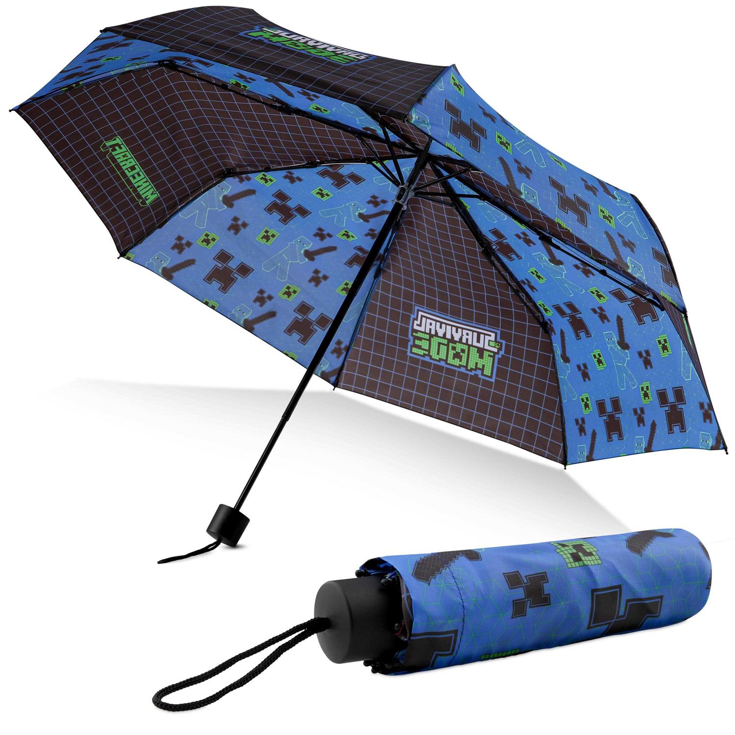 Minecraft Umbrella Kids Clear Dome Folding Umbrella Boys and Girls Travel Telescopic Stick Umbrella Windproof Strong Transparent See Through