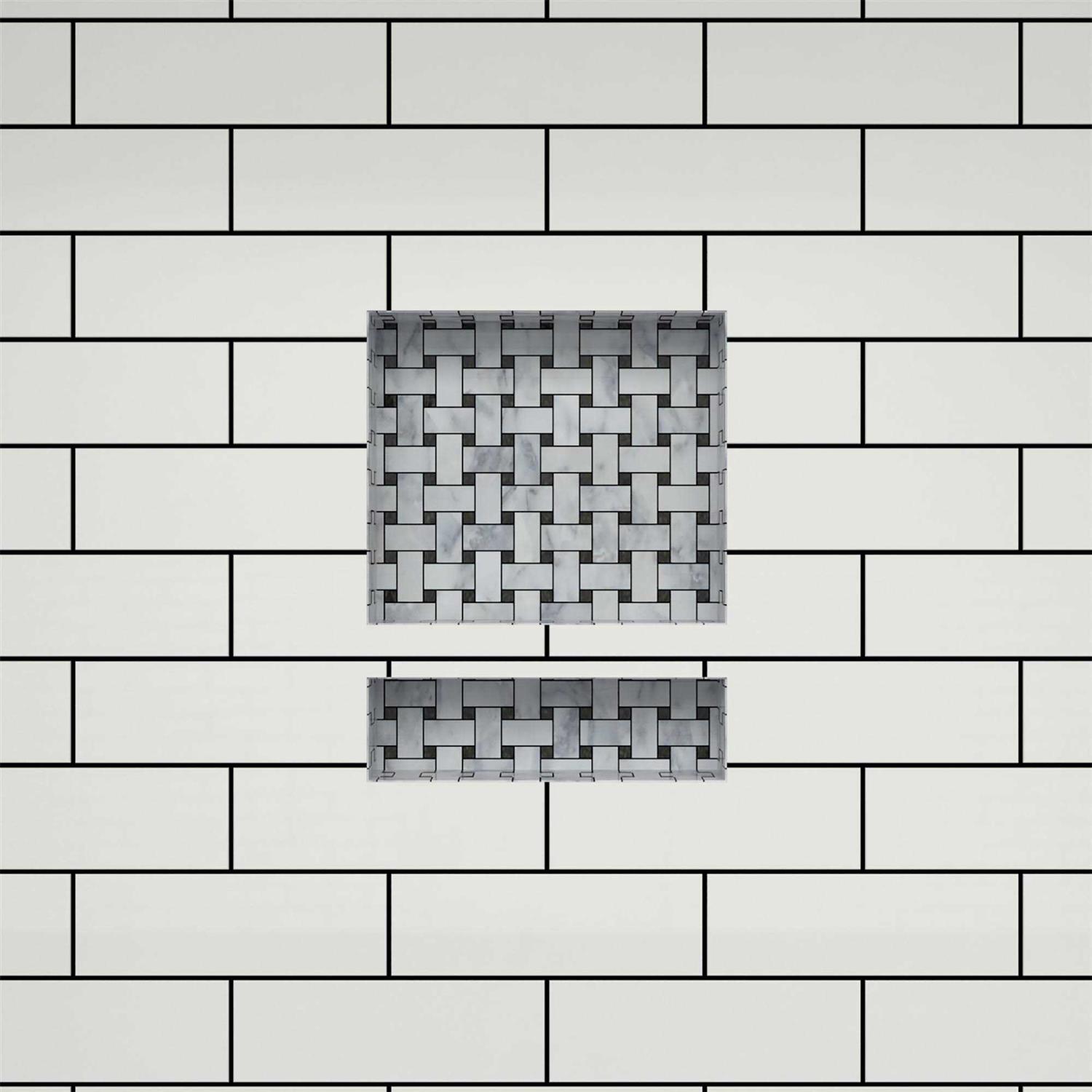 16W x 20H x 4D Double Shelf Tile Redi Niche RN1620D-BI