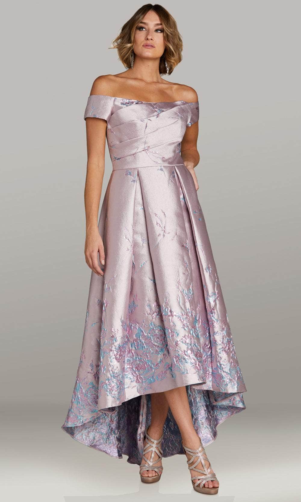 Pleated Bodice Hi-Low Evening Dress