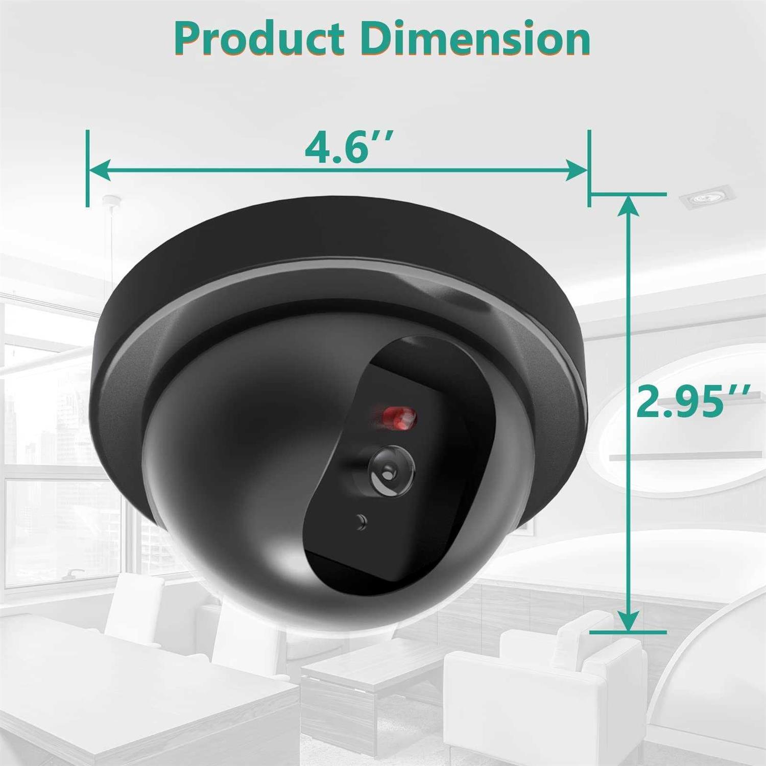 Wali Dummy Fake Security Cctv Dome Camera with Flashing Red LED Light with Security Alert Sticker Decals