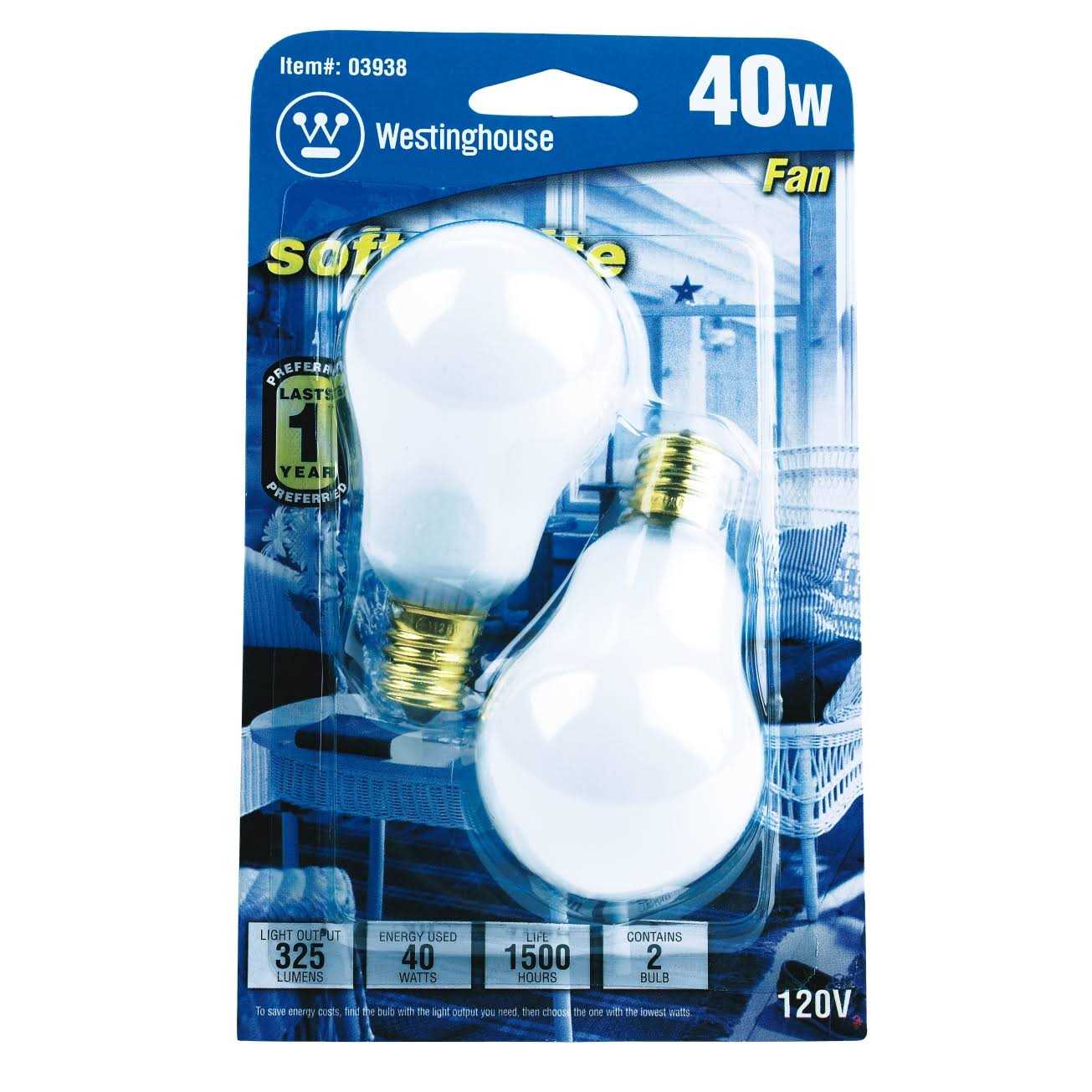 Westinghouse 40 w A15 A-Line Incandescent Bulb E17 Soft White 2 pk