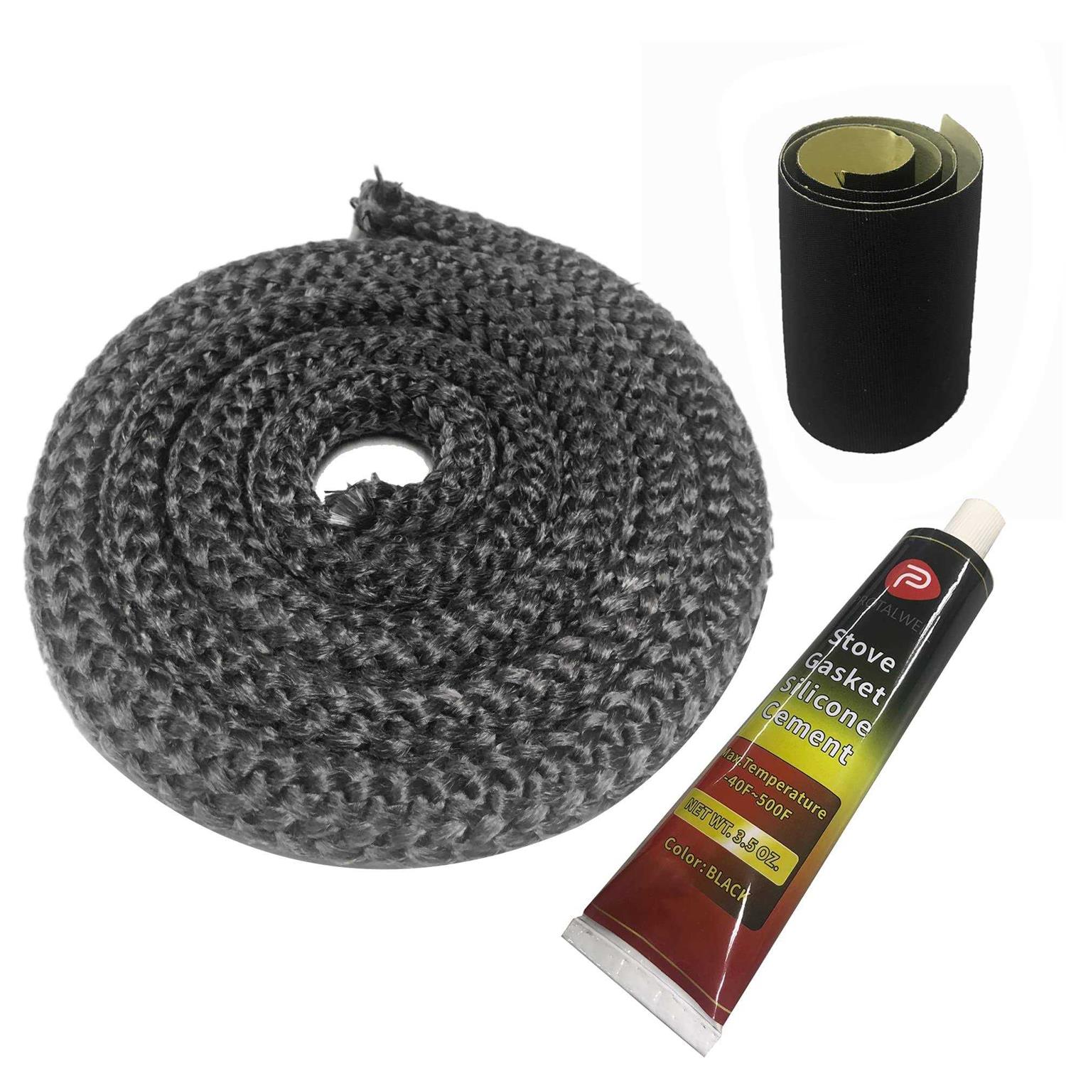 Wood Stove Gasket, 7/8 Wood Stove Door Gasket Kit, Gasket Rope Replacement for Stove or Fireplace Doors