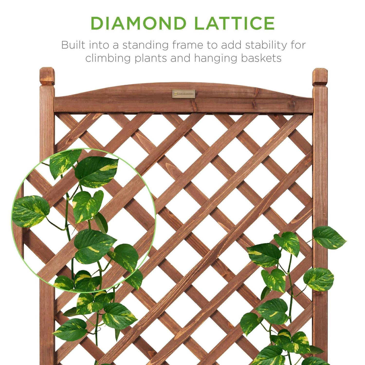 Best Choice Products 48in Wood Planter Box & Diamond Lattice Trellis