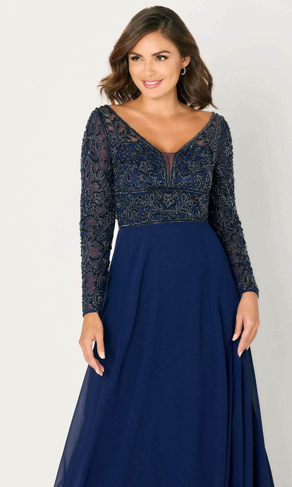 Beaded V-Neck Evening Dress