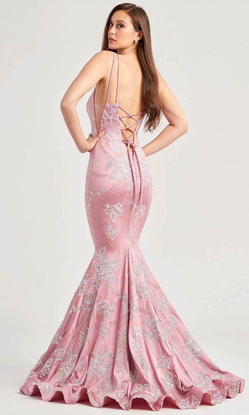 V-Neck Trumpet Evening Dress
