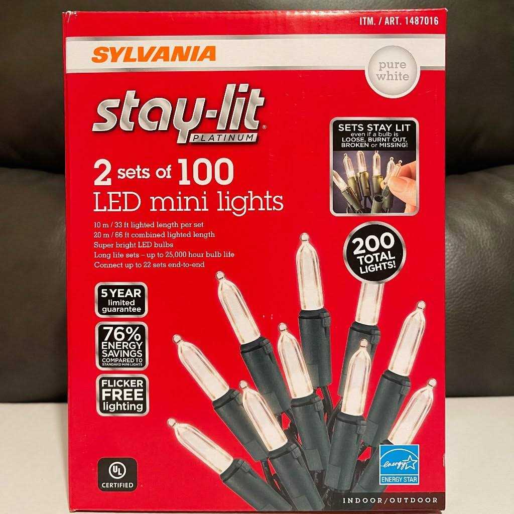 Sylvania Stay-lit LED Mini Lights 2 Sets of 100 Pure White