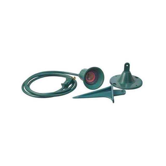 Woods Outdoor Floodlight Fixture with Stake (6-Feet Cord, 120V, Green) (2 Pack)