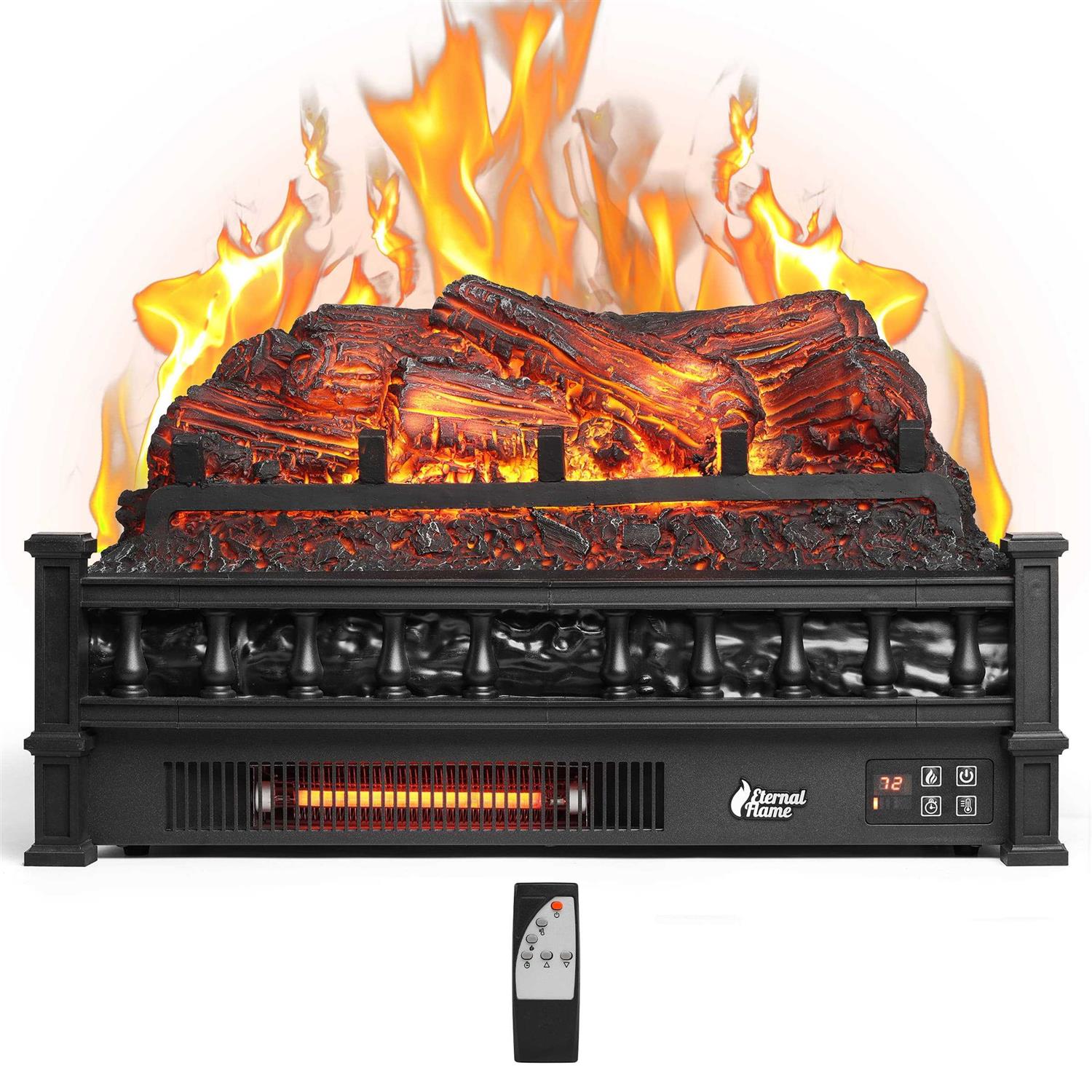 Turbro Eternal Flame Ef23-pb Electric Fireplace Logs 23 inch Remote Control Fireplace Insert Log Heater