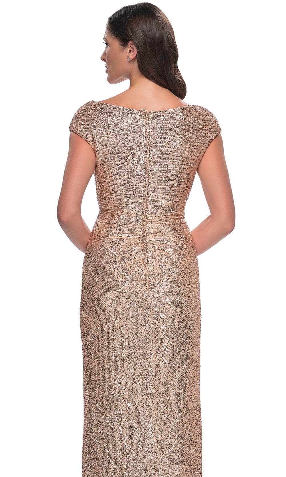 Ruched Sequin Evening Dress