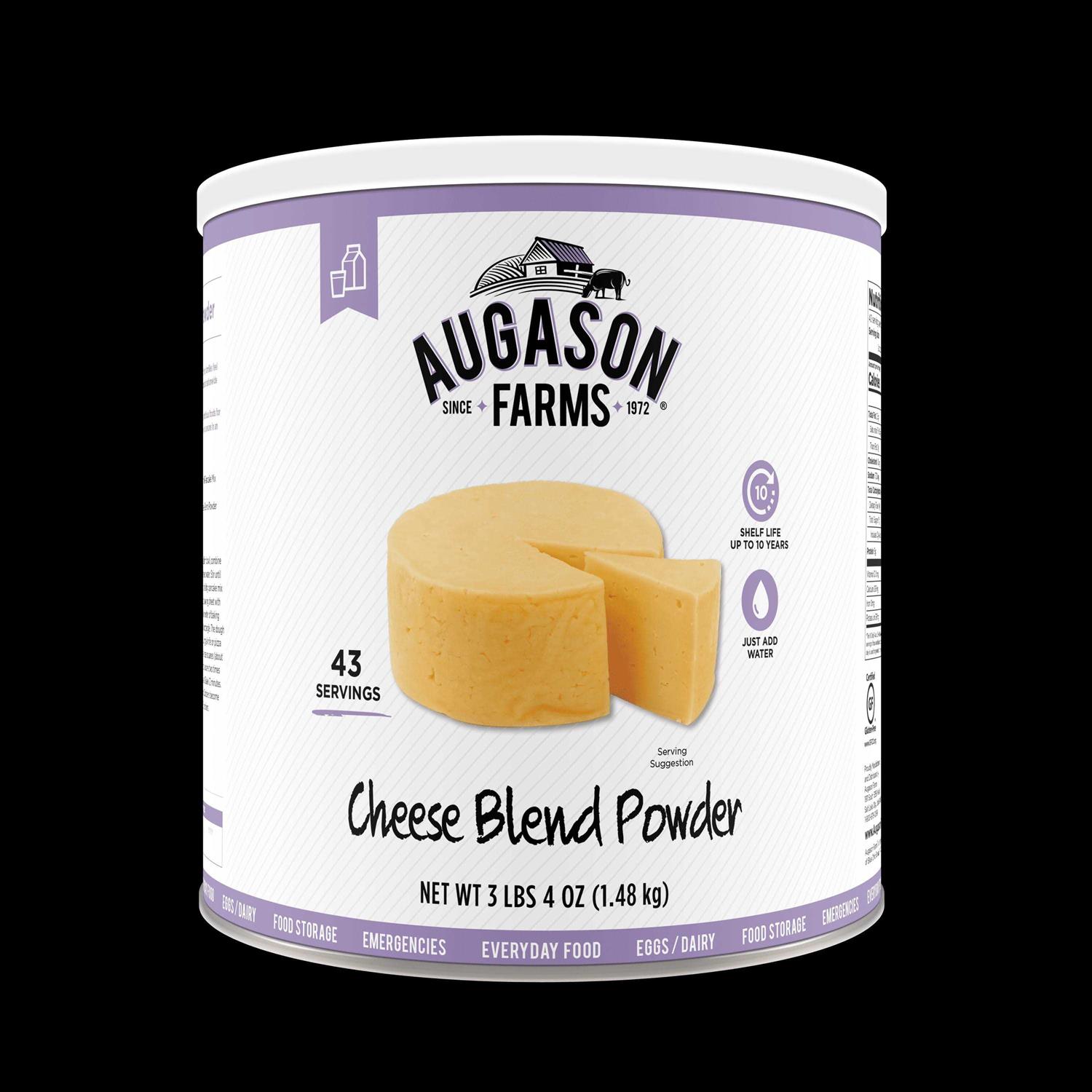 Augason Farms Cheese Blend Powder Certified Gluten Free Long Term Food Storage Everyday Meal Prep Large Can