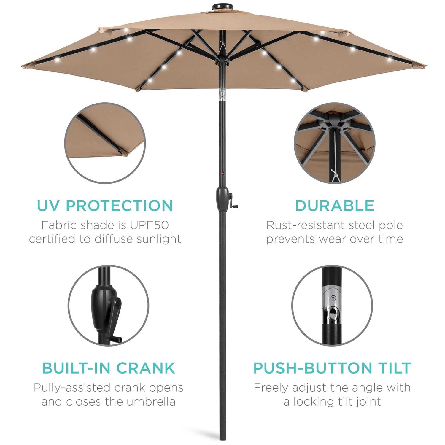 Best Choice Products 7.5ft Outdoor Solar Patio Umbrella for Deck