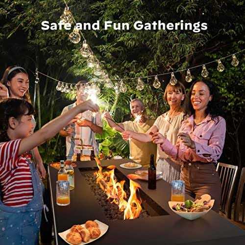 Ciays 42 Inch Gas Fire Pit Table, 60,000 BTU Propane Pits for Outside with Steel Lid and Lava Rock