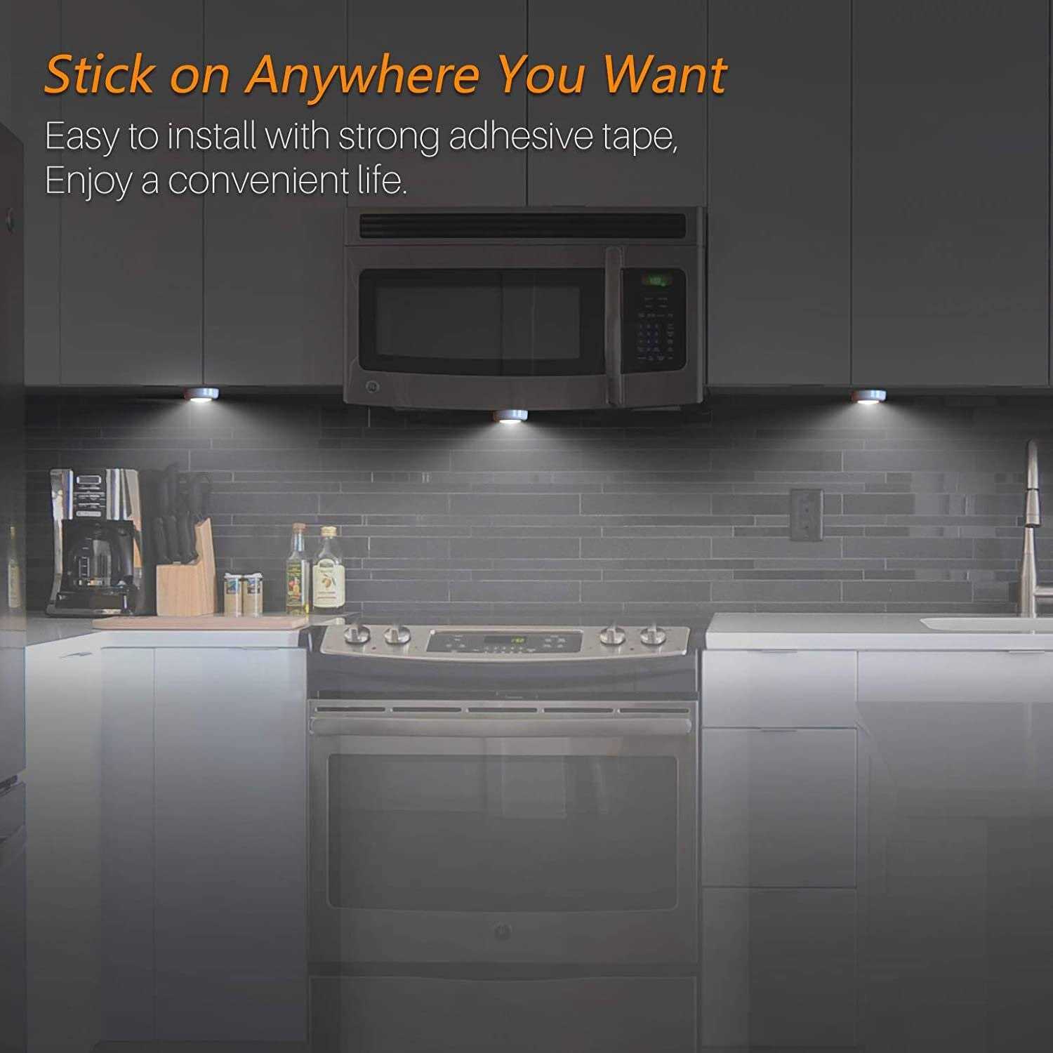 Tap Light Push Lights STAR-SPANGLED Mini Night Touch Light LED Puck Lights Portable Under Cabinet Lighting Battery Operated Powered DIY Stick On