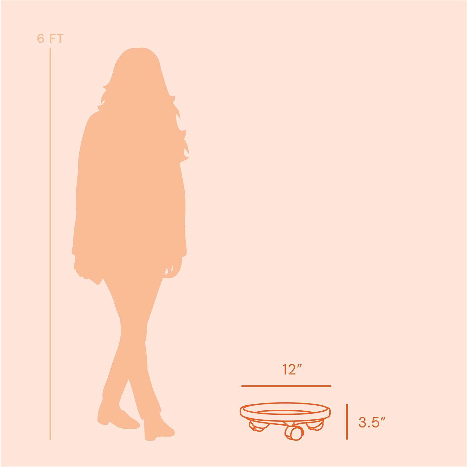 Bloem Round Plant Stand Saucer Tray Caddy with Wheels 12