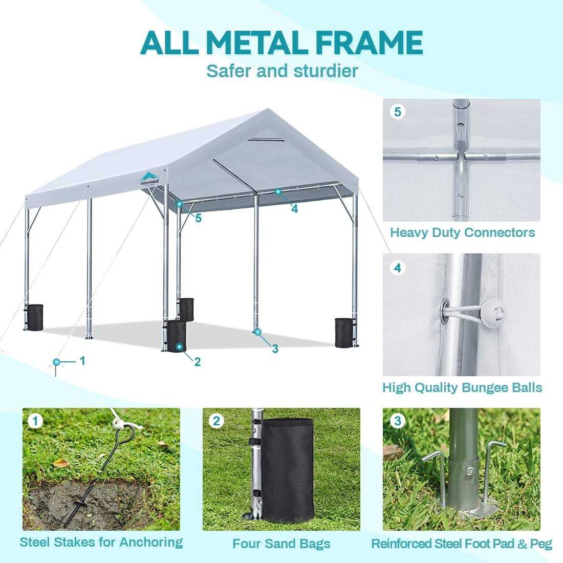 Advance Outdoor 10×20 ft Heavy Duty Carport Sidewalls and Doors