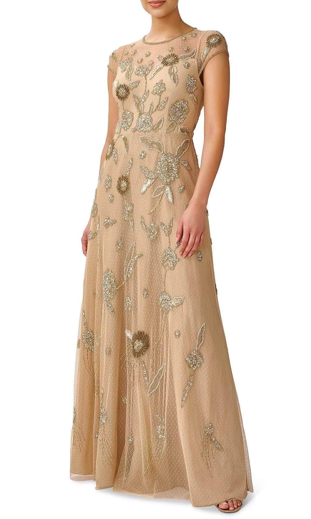 Floral Beaded Evening Dress