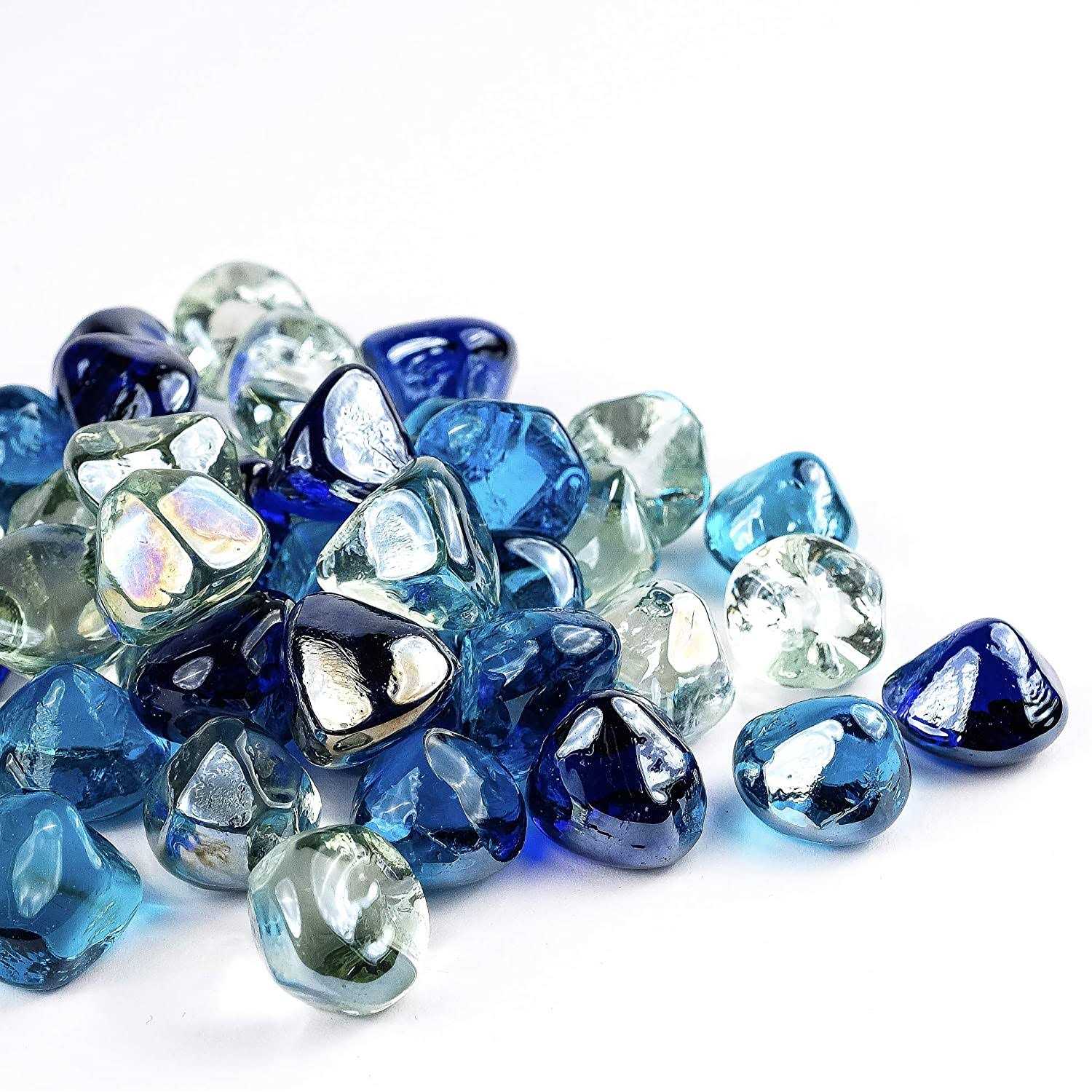 Chilli Cosmos Fire Glass Diamond 1 Inch Fire Pit Glass Rocks for Propane or Gas Fire Pit