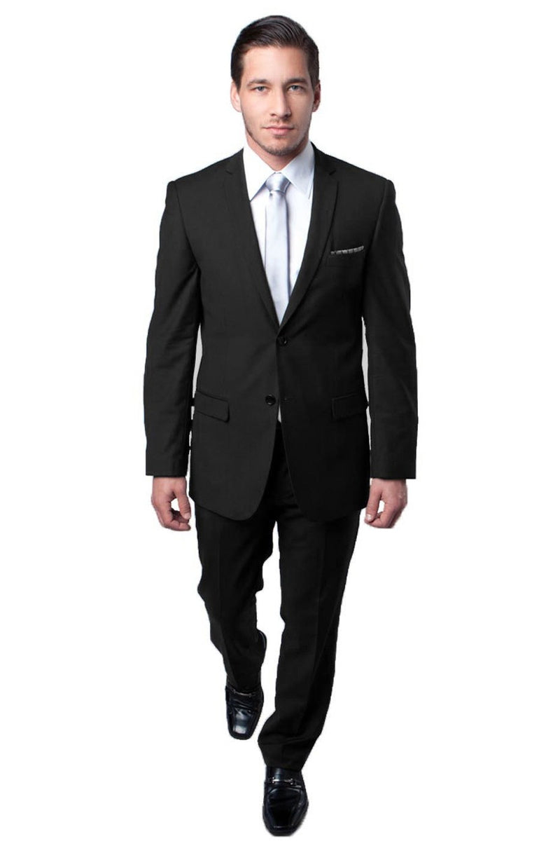Men’s Basic 2 Button Slim Fit Wedding Suit in Black