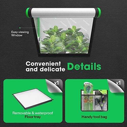 VIVOSUN S223 2×2 Grow Tent, 24x24x36 High Reflective Mylar with Observation Window and Floor Tray for Hydroponics Indoor