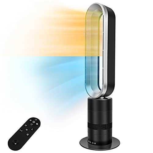 32 inch Space Heater Bladeless Tower Fan Heater & Fan Combo 9H Timer 10 Speeds with Remote Control