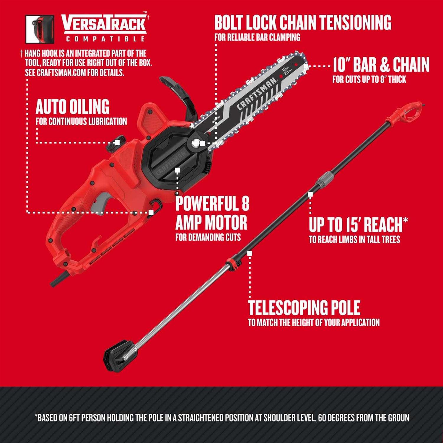 Craftsman CMECSP610 10 in. Electric Chainsaw/Pole Saw Combo