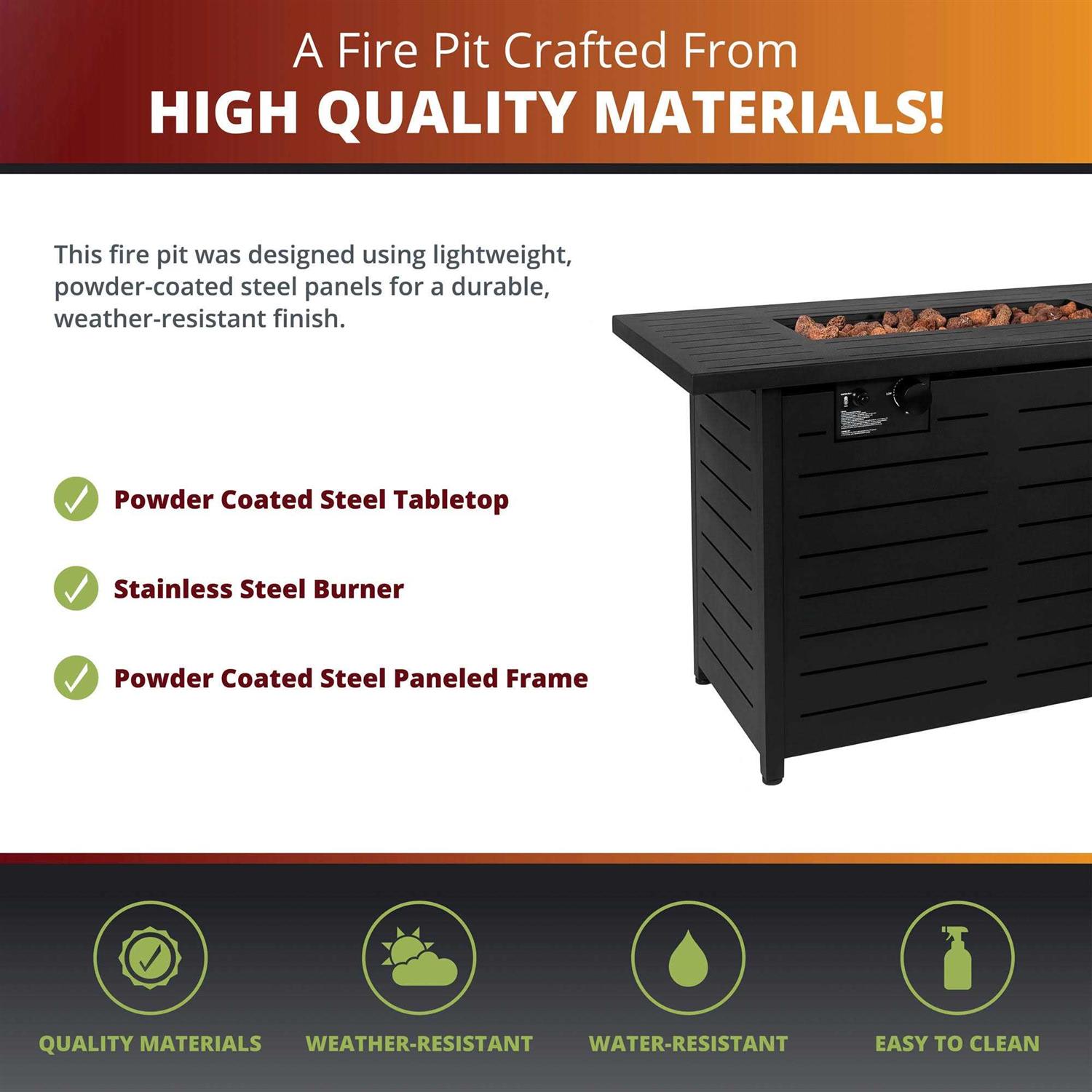 Kinger Home Ore 42 in. Outdoor Propane Fire Pit Table for Patio