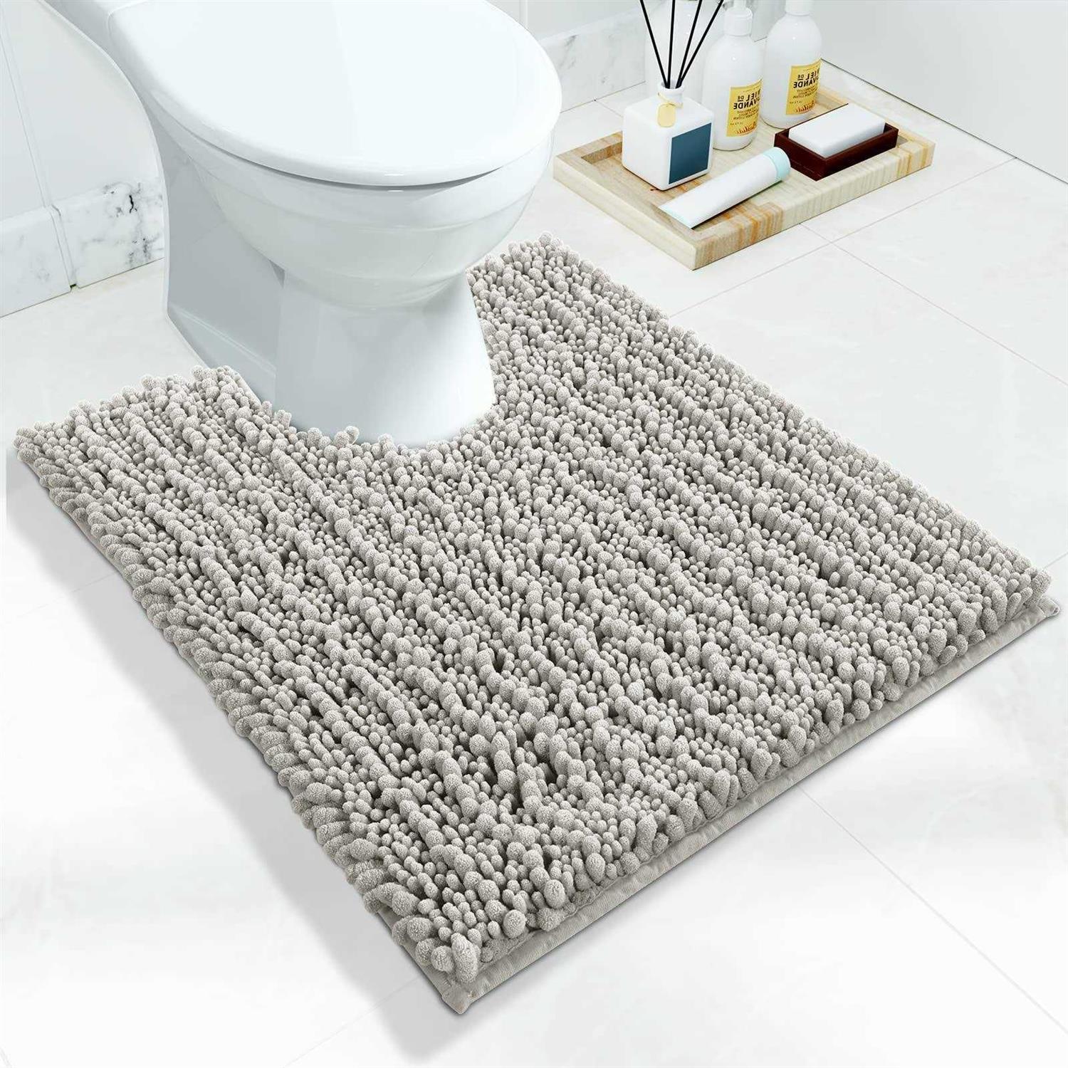 Yimobra Toilet Bath Mat U-Shaped Contour Bathroom Soft and Comfortable