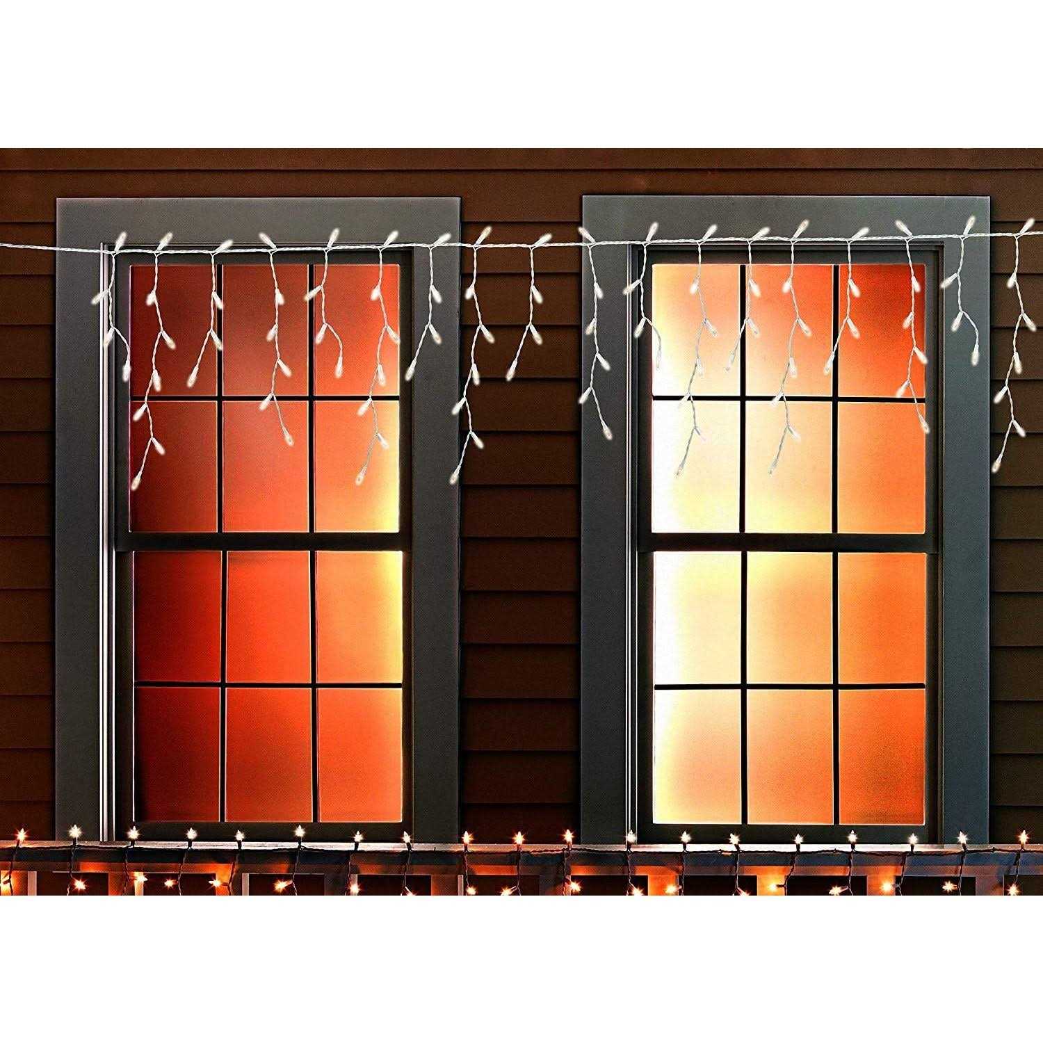 Tupkee Shimmering Twinkle Window Icicle Lights 3 Feet 50 Clear Incandescent Christmas Indoor Outdoor Random Twinkle Icicle Lights