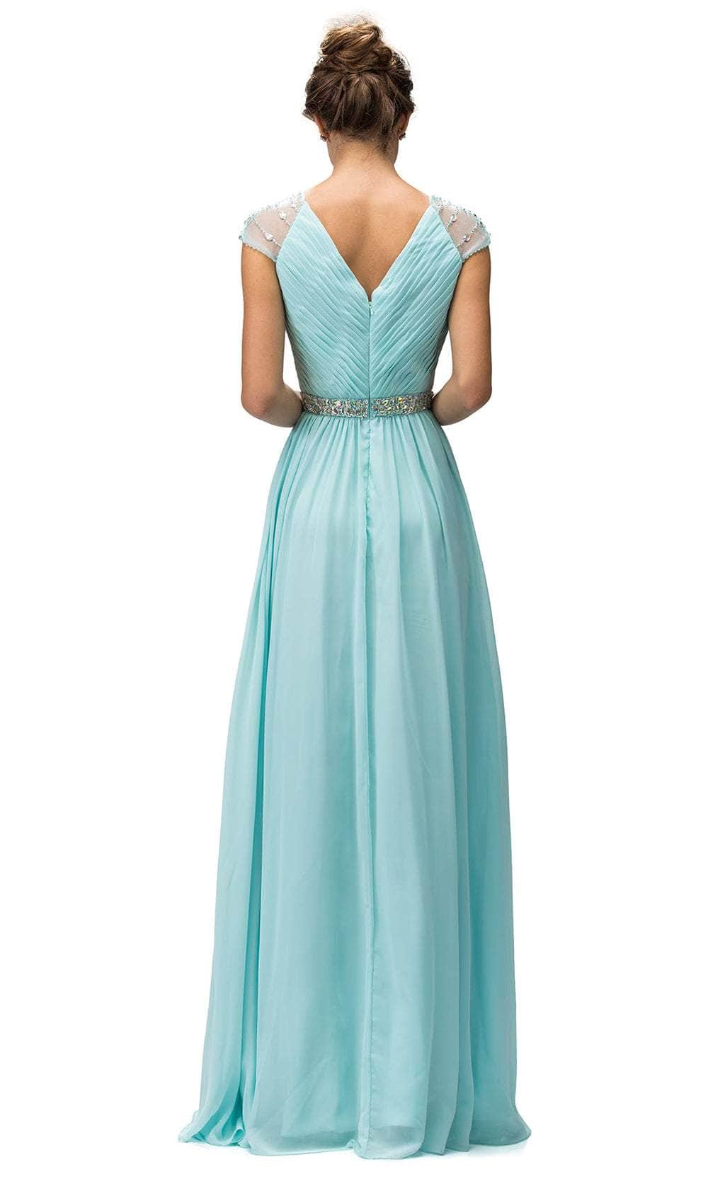 Cap Sleeve V-Neck Long Dress