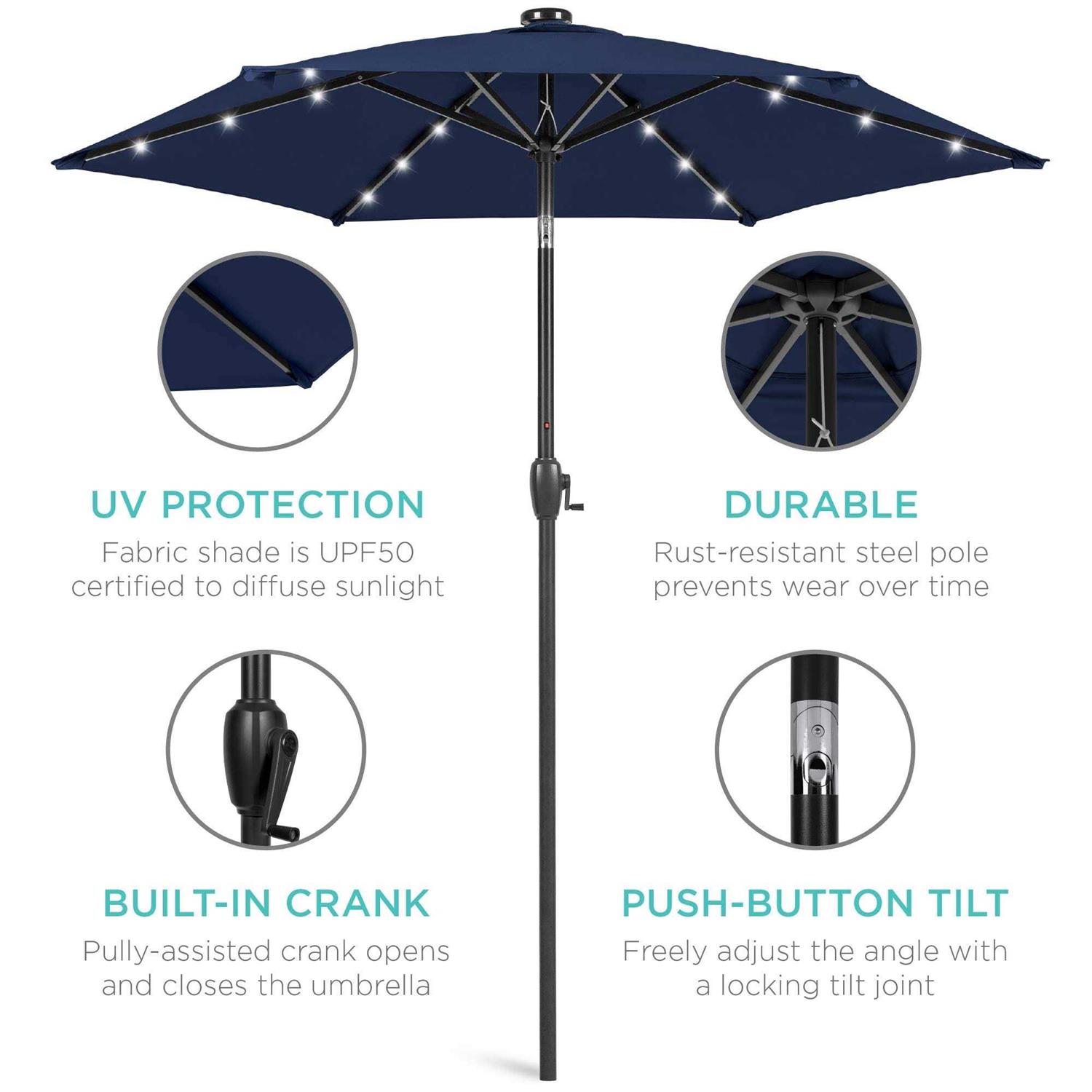 Best Choice Products 7.5ft Outdoor Solar Patio Umbrella for Deck