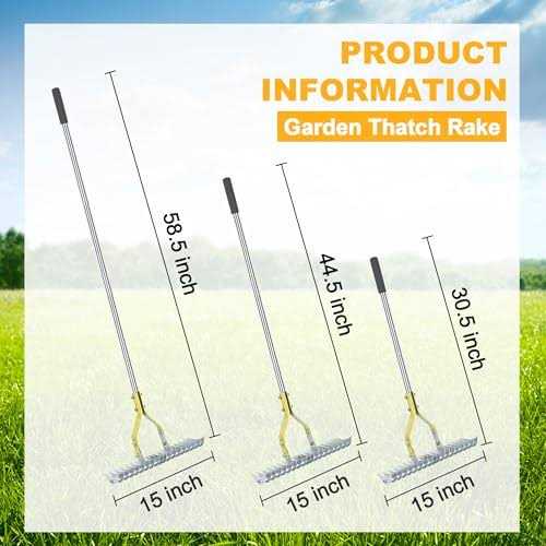 BARAYSTUS Thatch Rake 15-Inch Wide Lawn Thatching Rake for Cleaning Dead Grass