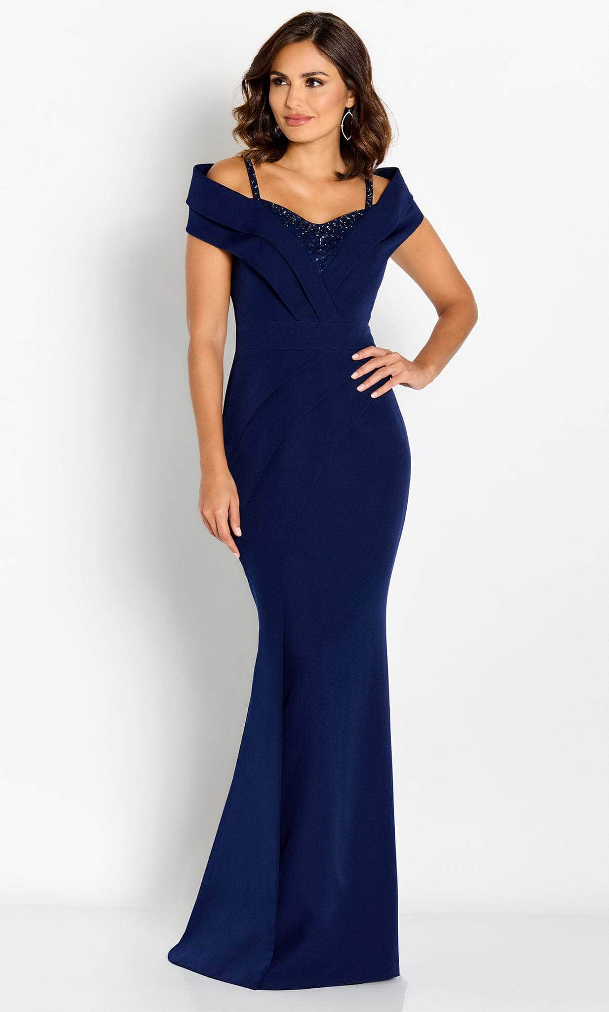 Pleated Off Shoulder Evening Gown