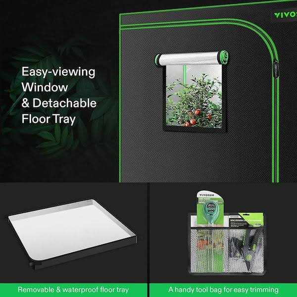 VIVOSUN Mylar Hydroponic Grow Tent with Observation Window and Floor Tray for Indoor Plant Growing