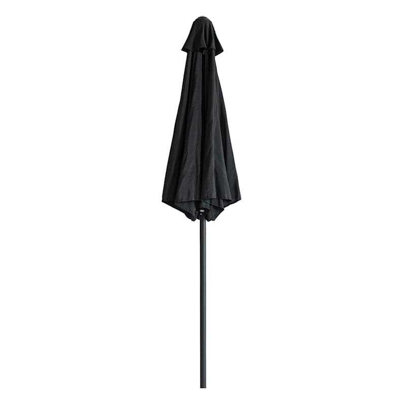 At Home Black Round Outdoor Crank & Tilt Umbrella