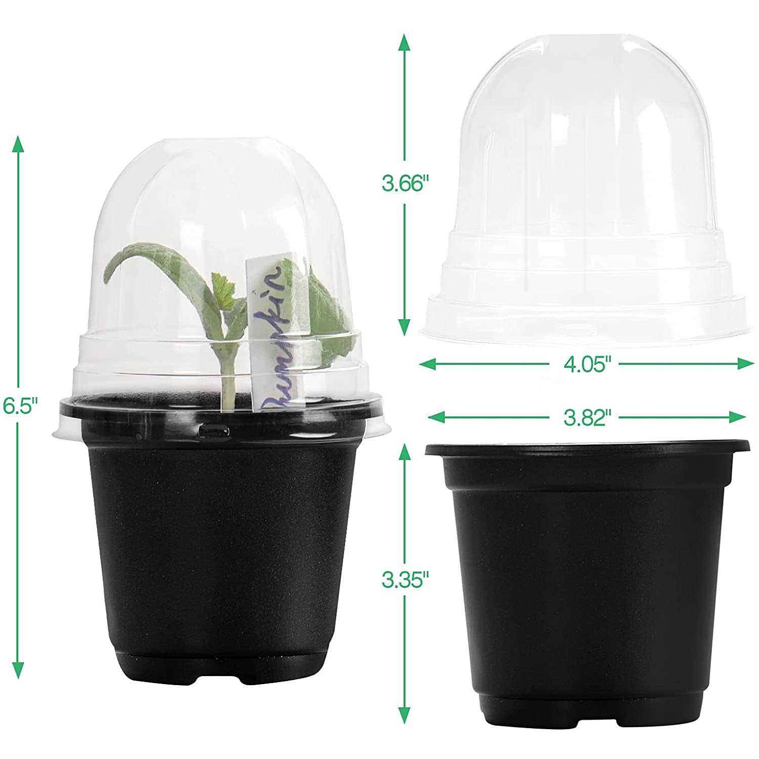 Bonviee Plant Nursery Pots with Humidity Domes 30 Sets 4 Inch Soft Nursery Pots