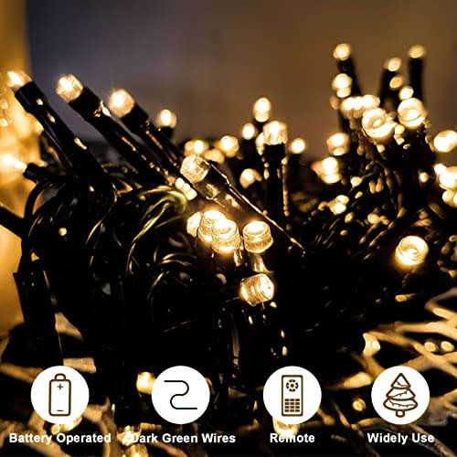 ZAIYW 4 Pack Battery Operated String Lights 16.5 Ft Dark Green Wire 50 Led String Lights with Remote Timer 8 Modes Fairy Lights for Bedroom Party