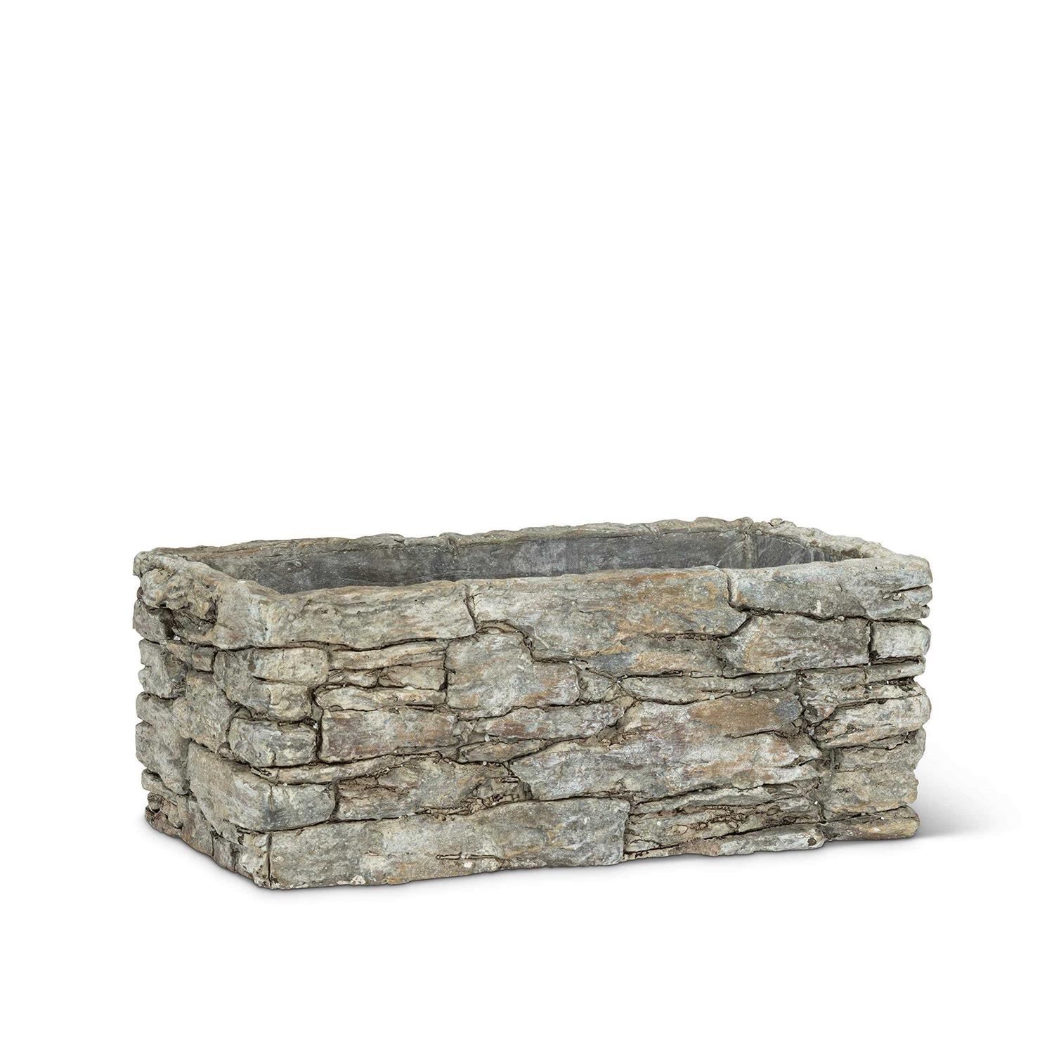 Abbott Collection 27-hadrian-633-sm sm Rect Stack Stone Planter-4×8 L