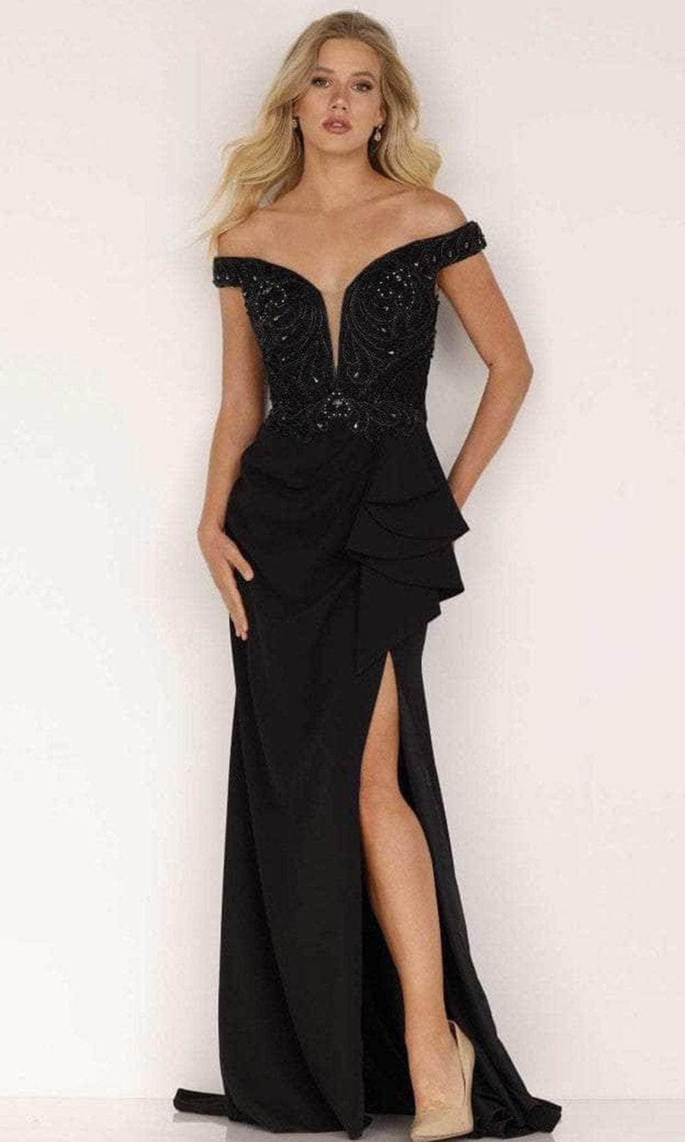 Off Shoulder Evening Dress with Slit